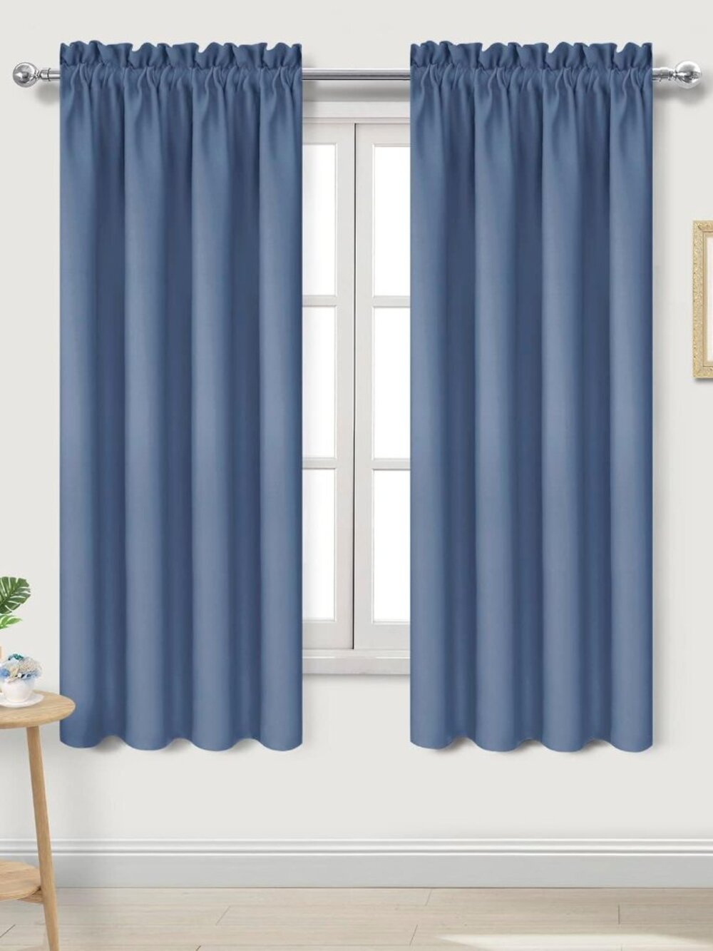 Blackout Curtains for Bedroom 42 x 63 Inch Long Dusty Blue 2 Panels